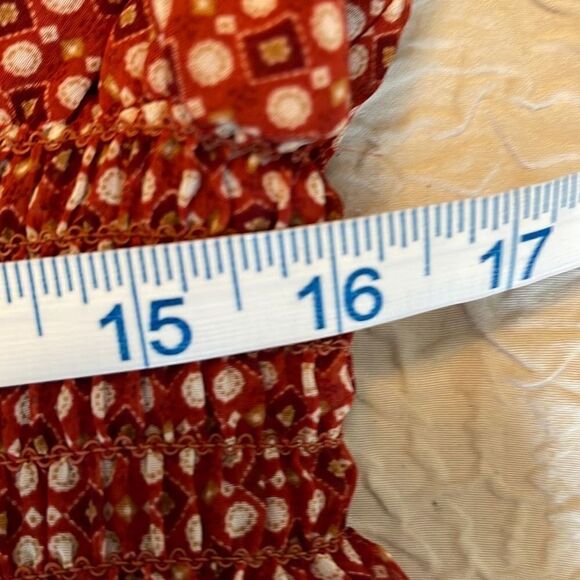 Max Studio Womens Maxi Dress Tiered Ruffle Elastic Waist Burnt Orange Size Small - Picture 11 of 12